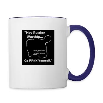 Hey Russian Warship - Contrast Coffee Mug - white/cobalt blue - Right