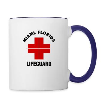 miami beach lifeguard - Contrast Coffee Mug - white/cobalt blue - Right