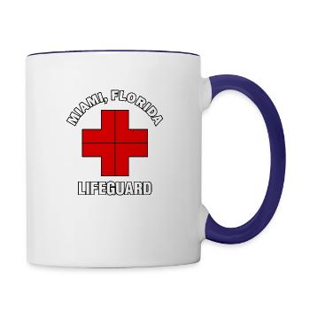 Lifeguard miami florida - Contrast Coffee Mug - white/cobalt blue - Right
