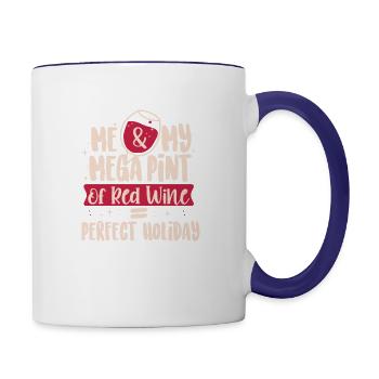 Me My Holiday Partner Tshirt Design trending quote - Contrast Coffee Mug - white/cobalt blue - Right
