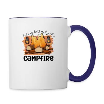 life is better by the campfire - Contrast Coffee Mug - white/cobalt blue - Right