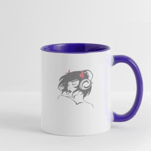 Lovely Little Devil Horns Woman Faded - Contrast Coffee Mug