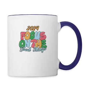 Colorful Playful Bubble Text Quote T Shirt - Contrast Coffee Mug - white/cobalt blue - Right