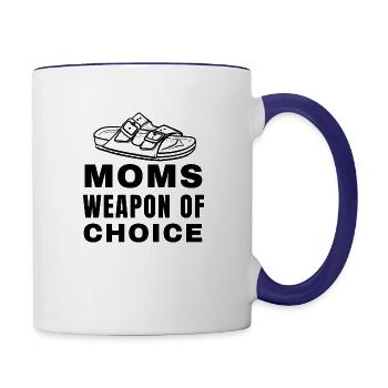 Moms' Weapon of Choice funny - Contrast Coffee Mug - white/cobalt blue - Right