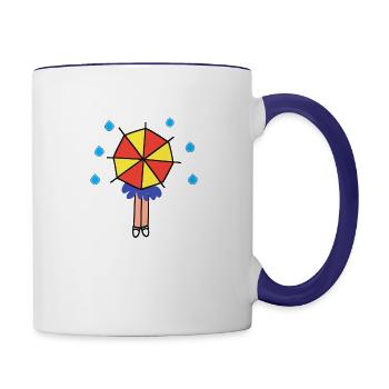 A Girl With Umbrella - Contrast Coffee Mug - white/cobalt blue - Right