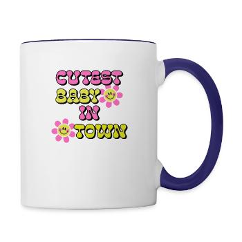 cutest baby in town - Contrast Coffee Mug - white/cobalt blue - Right
