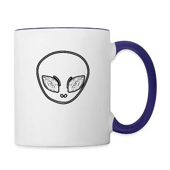 Alien character face - Contrast Coffee Mug - white/cobalt blue - Right