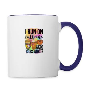 I Run Caffeine ANd Cuss Words - Contrast Coffee Mug - white/cobalt blue - Right