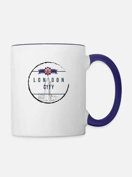 vintage london City - Contrast Coffee Mug - white/cobalt blue