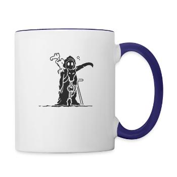 Horseman Death Caricature (1c, B) - Contrast Coffee Mug - white/cobalt blue - Right