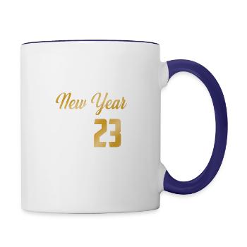 2023 happy new year design - Contrast Coffee Mug - white/cobalt blue - Right