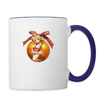 Christmas anime manga girl - Contrast Coffee Mug - white/cobalt blue - Right