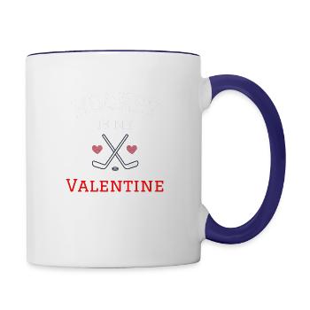 Hockey is my Valentine new arrival sweatshirt gift - Contrast Coffee Mug - white/cobalt blue - Right