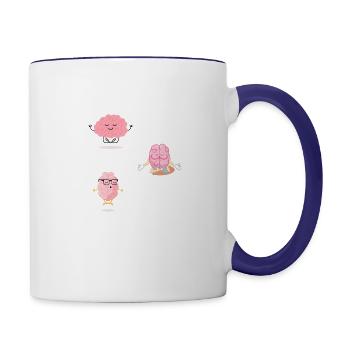 brain yoga the secret to a calm Enhancing IQ - Contrast Coffee Mug - white/cobalt blue - Right