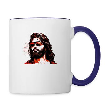 Cool Jesus, Jesus Rocks - Contrast Coffee Mug - white/cobalt blue - Right