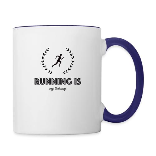 Running is my therapy - Contrast Coffee Mug