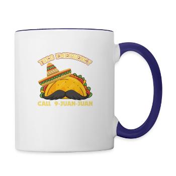 Taco Emergency Call 9 Juan Juan Funny Cinco - Contrast Coffee Mug - white/cobalt blue - Right