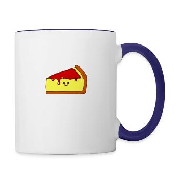 Kawaii Cheese Cake Foodie Quote - Contrast Coffee Mug - white/cobalt blue - Right