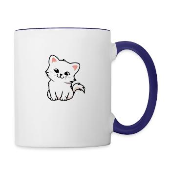 Cut cat sticker - Contrast Coffee Mug - white/cobalt blue - Right