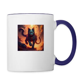 cat on the run - Contrast Coffee Mug - white/cobalt blue - Right