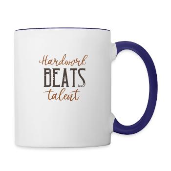 Hard Work Beats Talent - Contrast Coffee Mug - white/cobalt blue - Right
