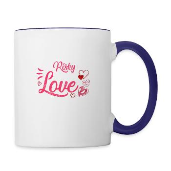 To love is risky not to love is foolish boy - Contrast Coffee Mug - white/cobalt blue - Right