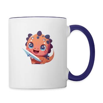 cut dinasor - Contrast Coffee Mug - white/cobalt blue - Right