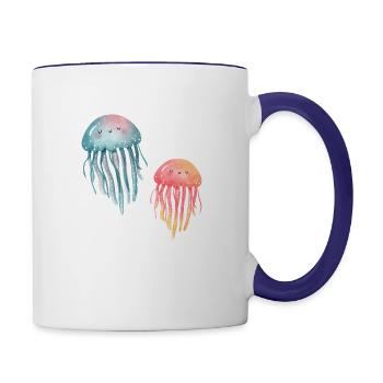 Jelly fish - Contrast Coffee Mug - white/cobalt blue - Right