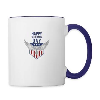 Happy veterans day - Contrast Coffee Mug - white/cobalt blue - Right