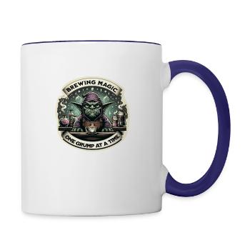 Brewing Magic One Grump At A Time - Grumpy Goblin - Contrast Coffee Mug - white/cobalt blue - Right