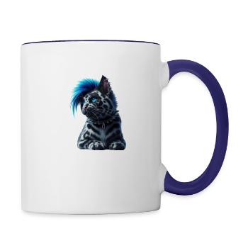 Blue Cat Punk - Contrast Coffee Mug - white/cobalt blue - Right
