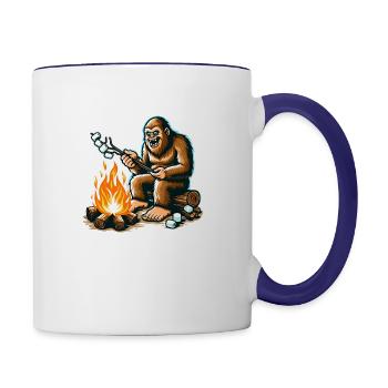 Bigfoot Roasting Marshmallows - Contrast Coffee Mug - white/cobalt blue - Right