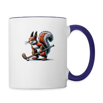 Squirrel Fieldhockey Lover Cool Animal Design - Contrast Coffee Mug - white/cobalt blue - Right