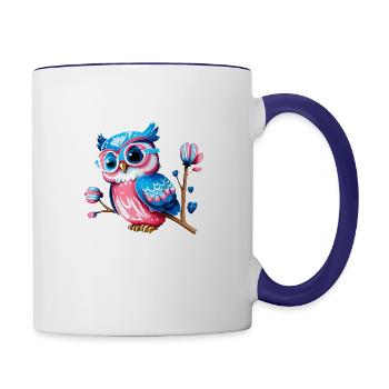 Red White and Blue Owl - Contrast Coffee Mug - white/cobalt blue - Right