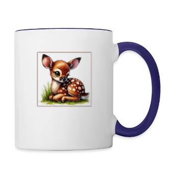 Cute baby animals - Contrast Coffee Mug - white/cobalt blue - Right