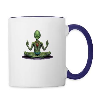Alien Yogi - Contrast Coffee Mug - white/cobalt blue - Right