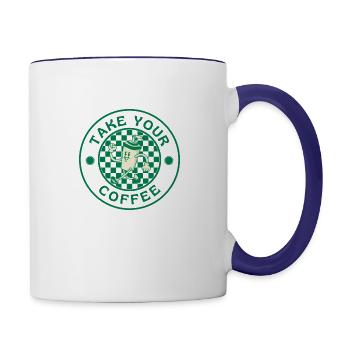 Green Retro Take Your coffee - Contrast Coffee Mug - white/cobalt blue - Right