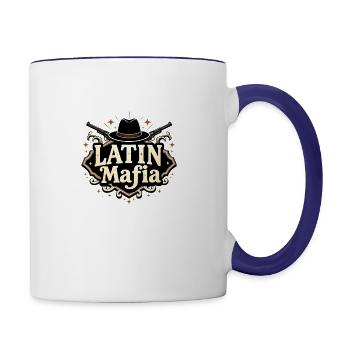 Latin Mafia Retro Design - Contrast Coffee Mug - white/cobalt blue - Right