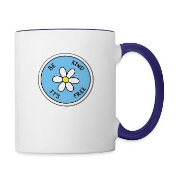Be Kind - Daisy Cartoon Positive Fun Saying - Contrast Coffee Mug - white/cobalt blue - Right