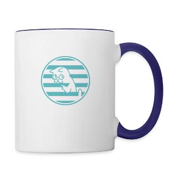 Funny blue cat - Contrast Coffee Mug - white/cobalt blue - Right
