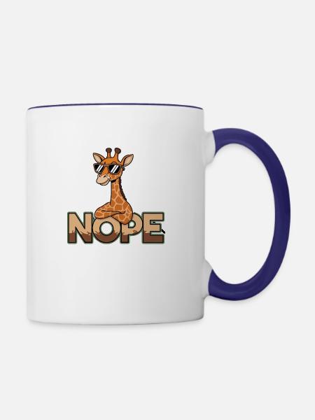 Chillin' Giraffe: Nope! - Contrast Coffee Mug - white/cobalt blue