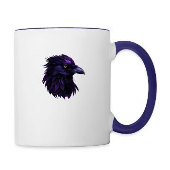 Majestic Raven Illustration - Contrast Coffee Mug - white/cobalt blue - Right