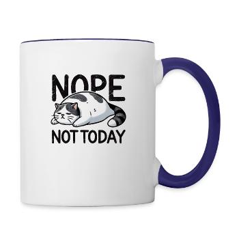 Cute cat design on a comfy tee Funny cat t-shirt - Contrast Coffee Mug - white/cobalt blue - Right