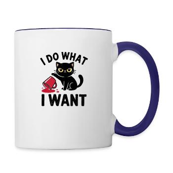 Cute cat design on a comfy tee Funny cat t-shirt - Contrast Coffee Mug - white/cobalt blue - Right