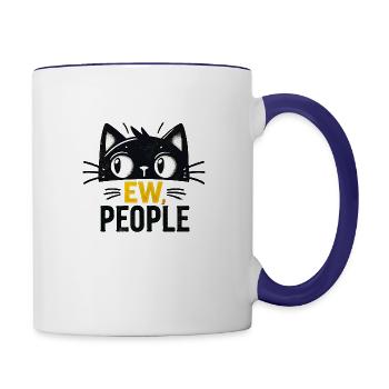 Cute cat design on a comfy tee Funny cat t-shirt - Contrast Coffee Mug - white/cobalt blue - Right