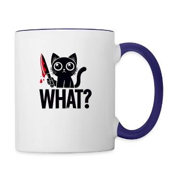 Cute cat design on a comfy tee Funny cat t-shirt - Contrast Coffee Mug - white/cobalt blue - Right