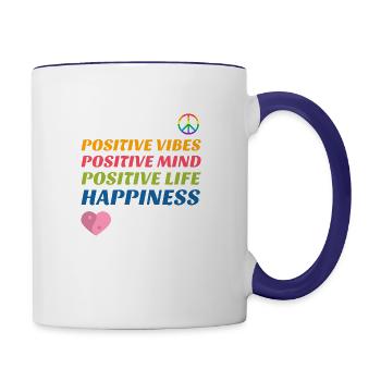 Positive Vibes, Positive Mind, Positive Life - Contrast Coffee Mug - white/cobalt blue - Right