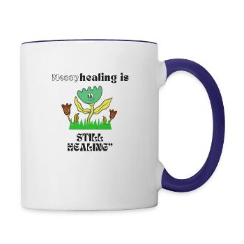 Healing is Still Healing" Motivational Character - Contrast Coffee Mug - white/cobalt blue - Right