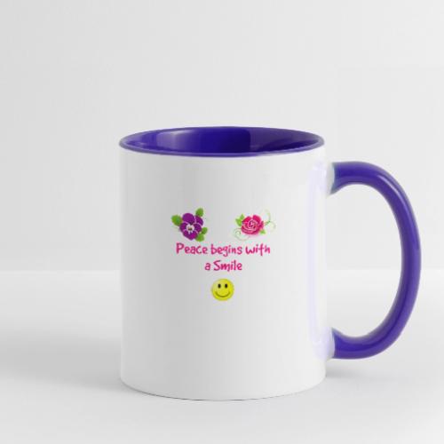 peace begins with a smile - Contrast Coffee Mug