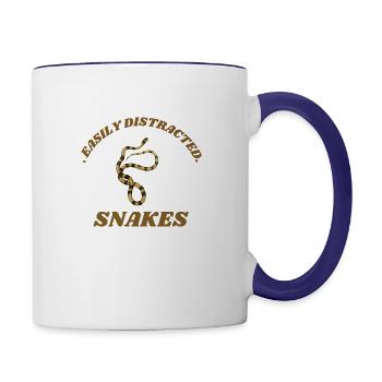Unisex Easily Distracted By Snakes TShirt Snake - Contrast Coffee Mug - white/cobalt blue - Right